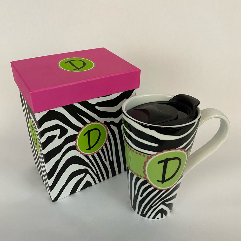 Black Zebra Monogramed Latte Mug